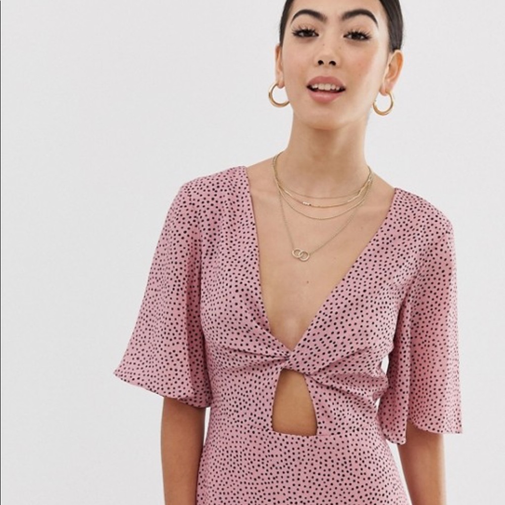 ASOS pink dot backless dress